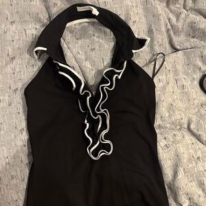 Anne Fontaine Black and White Ruffle One-Piece shirt